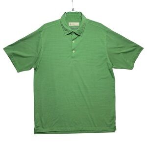 Donald Ross Performance Golf Polo Shirt Green Striped, Men's Size Large